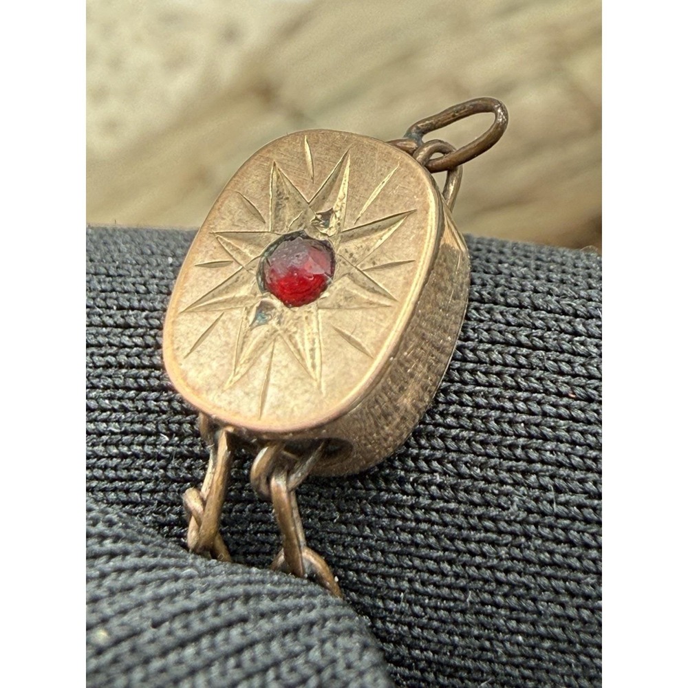 Antique Victorian Gold Filled Slide Watch Chain Necklace Chatelaine , Garnet - Picture 2 of 13